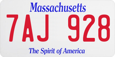 MA license plate 7AJ928