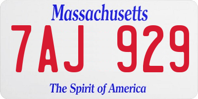 MA license plate 7AJ929