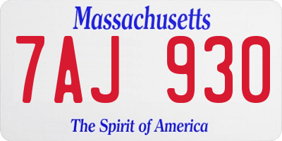 MA license plate 7AJ930