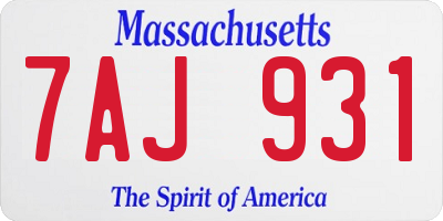 MA license plate 7AJ931