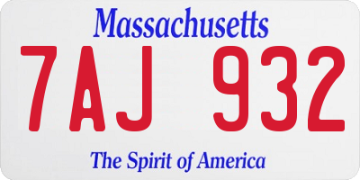 MA license plate 7AJ932