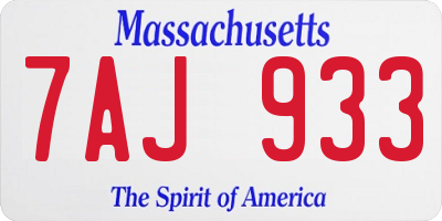 MA license plate 7AJ933