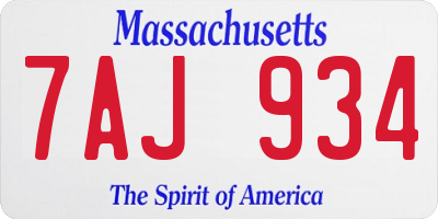 MA license plate 7AJ934