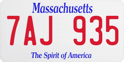 MA license plate 7AJ935