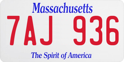 MA license plate 7AJ936