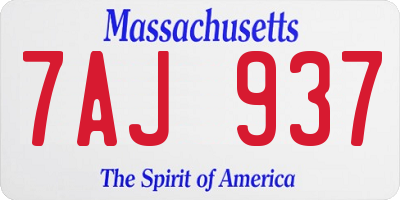 MA license plate 7AJ937