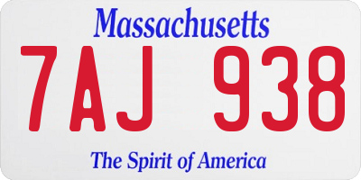 MA license plate 7AJ938