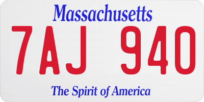 MA license plate 7AJ940