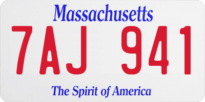 MA license plate 7AJ941