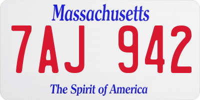 MA license plate 7AJ942