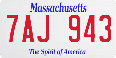 MA license plate 7AJ943