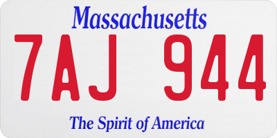 MA license plate 7AJ944