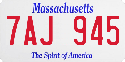 MA license plate 7AJ945