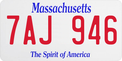 MA license plate 7AJ946