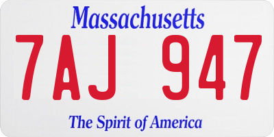 MA license plate 7AJ947