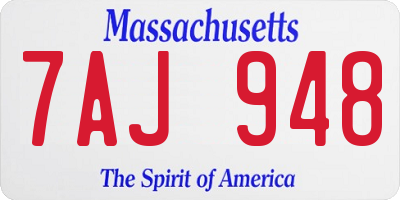 MA license plate 7AJ948