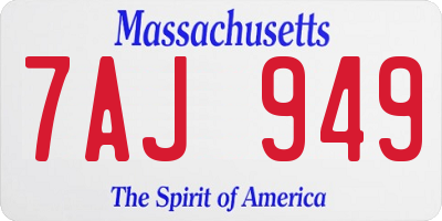 MA license plate 7AJ949