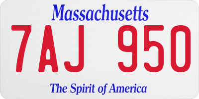 MA license plate 7AJ950