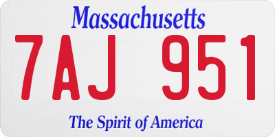 MA license plate 7AJ951