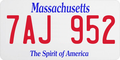 MA license plate 7AJ952