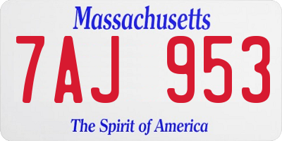 MA license plate 7AJ953