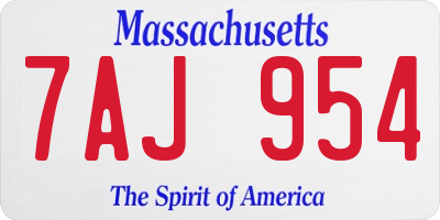 MA license plate 7AJ954