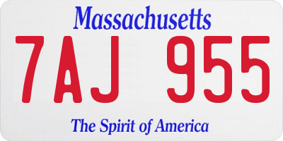 MA license plate 7AJ955