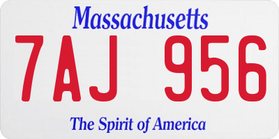 MA license plate 7AJ956