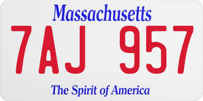 MA license plate 7AJ957