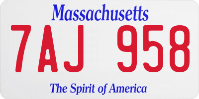 MA license plate 7AJ958