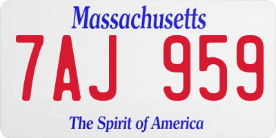 MA license plate 7AJ959