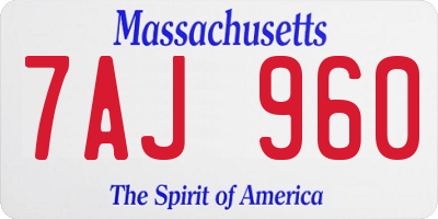 MA license plate 7AJ960