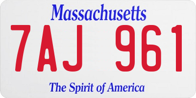 MA license plate 7AJ961
