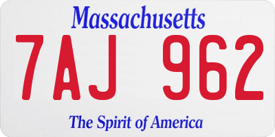 MA license plate 7AJ962