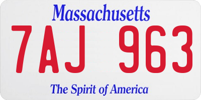MA license plate 7AJ963