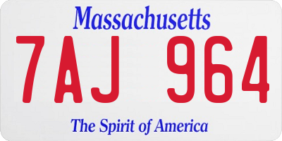 MA license plate 7AJ964