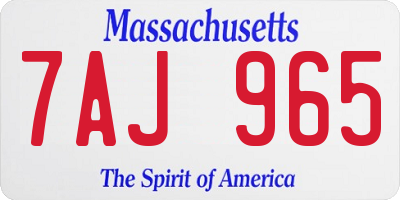 MA license plate 7AJ965