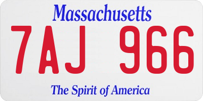MA license plate 7AJ966