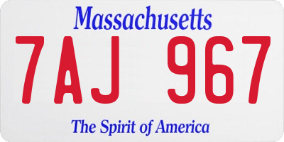 MA license plate 7AJ967