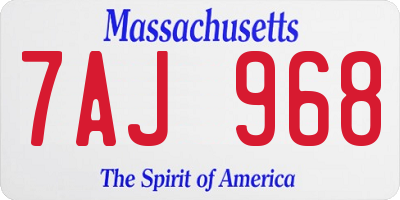 MA license plate 7AJ968