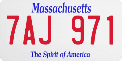 MA license plate 7AJ971