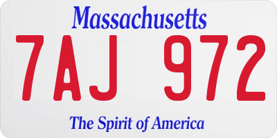 MA license plate 7AJ972