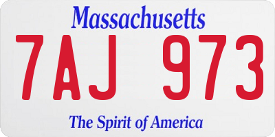 MA license plate 7AJ973