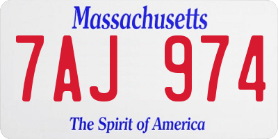 MA license plate 7AJ974