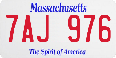 MA license plate 7AJ976