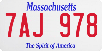 MA license plate 7AJ978