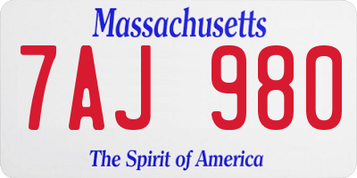 MA license plate 7AJ980