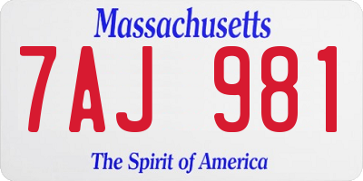 MA license plate 7AJ981