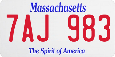 MA license plate 7AJ983