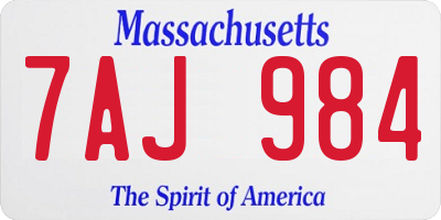 MA license plate 7AJ984